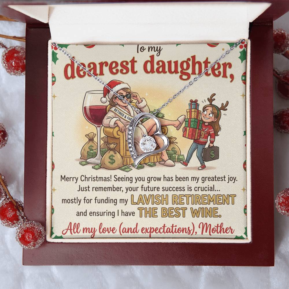 To My Dearest Daughter Necklace From Mother, Funny Christmas Gift, Humorous Xmas Present for Her, Future Success Gift, Love Knot Necklace-LKN56173