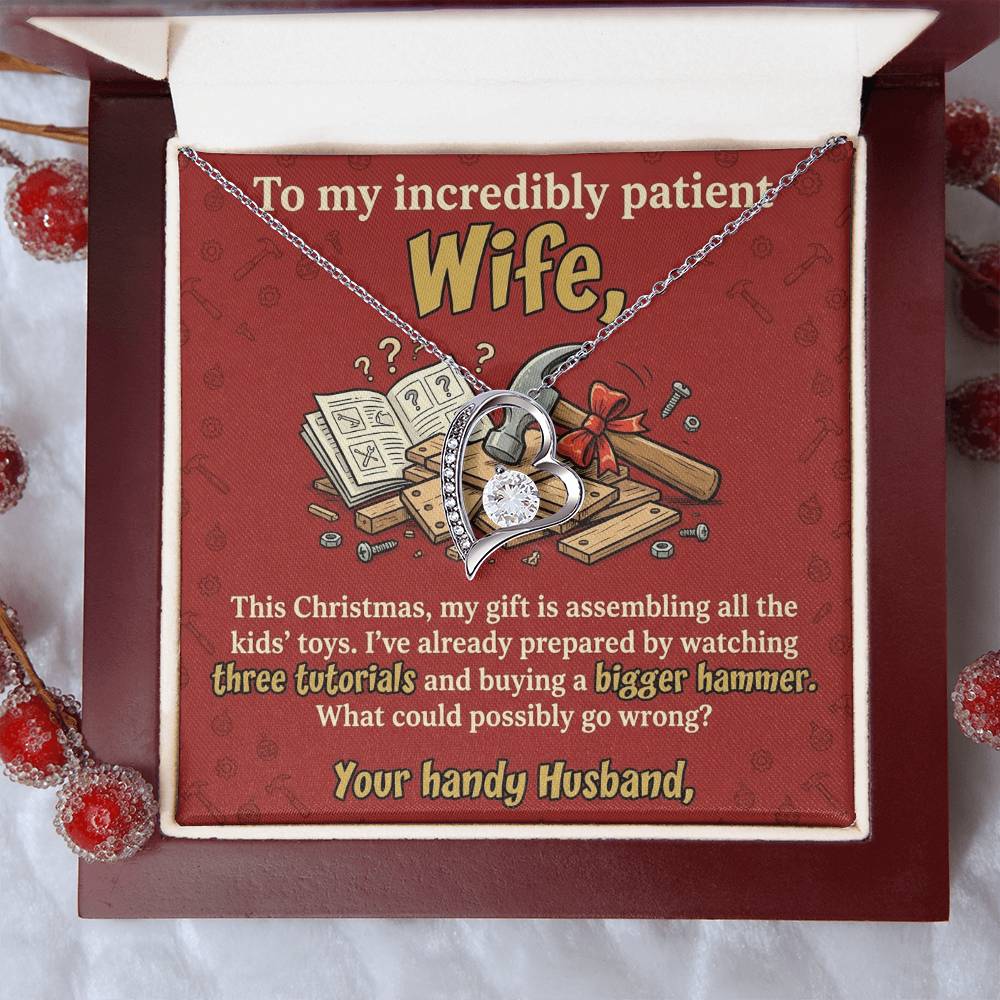 To My Wife Necklace From Husband, Funny Christmas Gift for Wife, Holiday Gift Idea for Her, Husband to Wife Gift - Love Knot Necklace-LKN23522