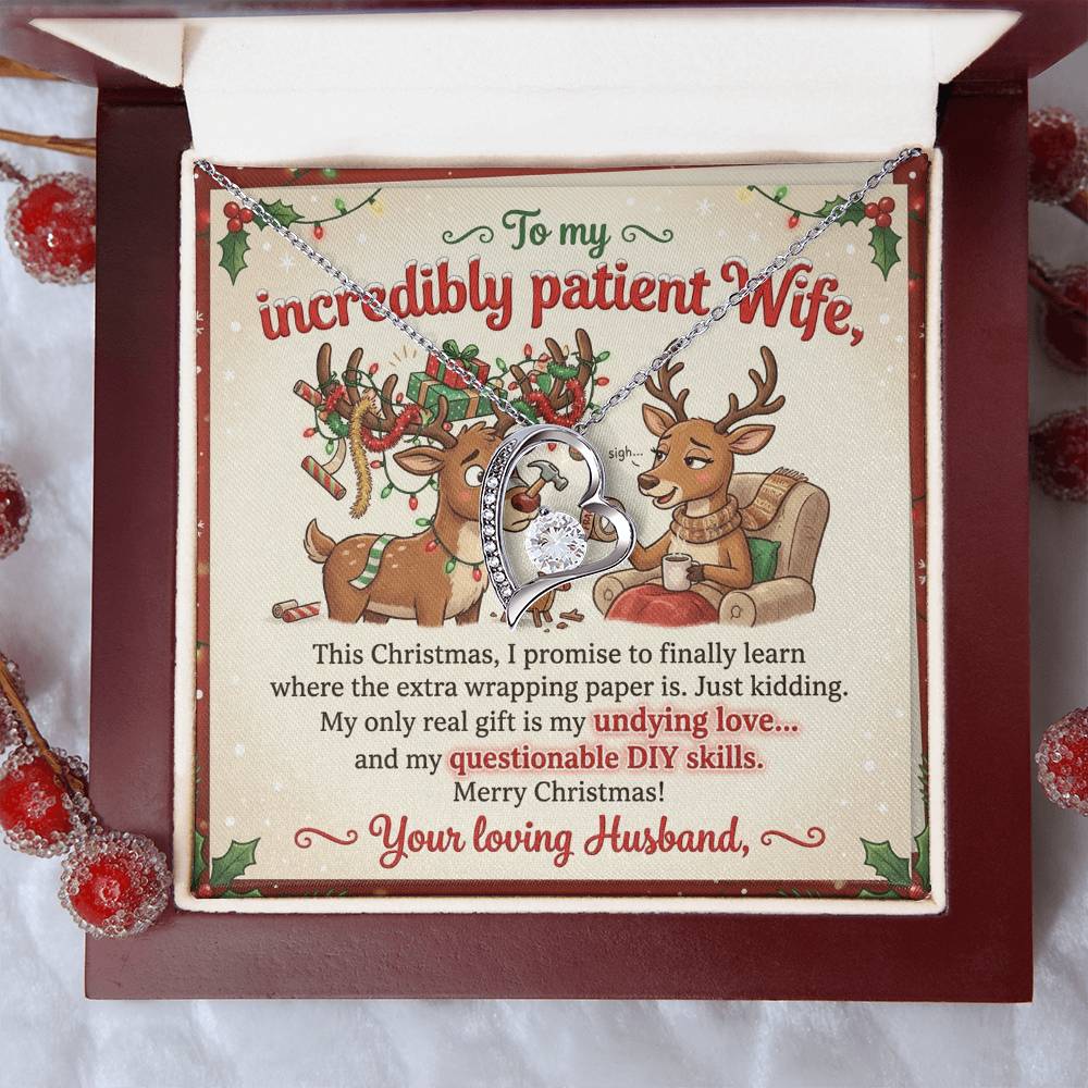 To My Wife Necklace From Husband, Funny Christmas Gift for My Incredibly Patient Wife, Love Knot Necklace-LKN14408