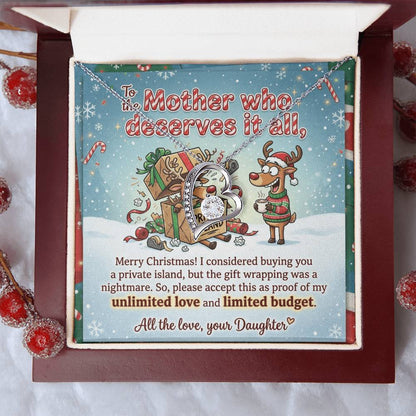 To My Mother Necklace From Daughter, Funny Christmas Gift For Mom, Mother Daughter Christmas Present, Love Knot Necklace-LKN43258