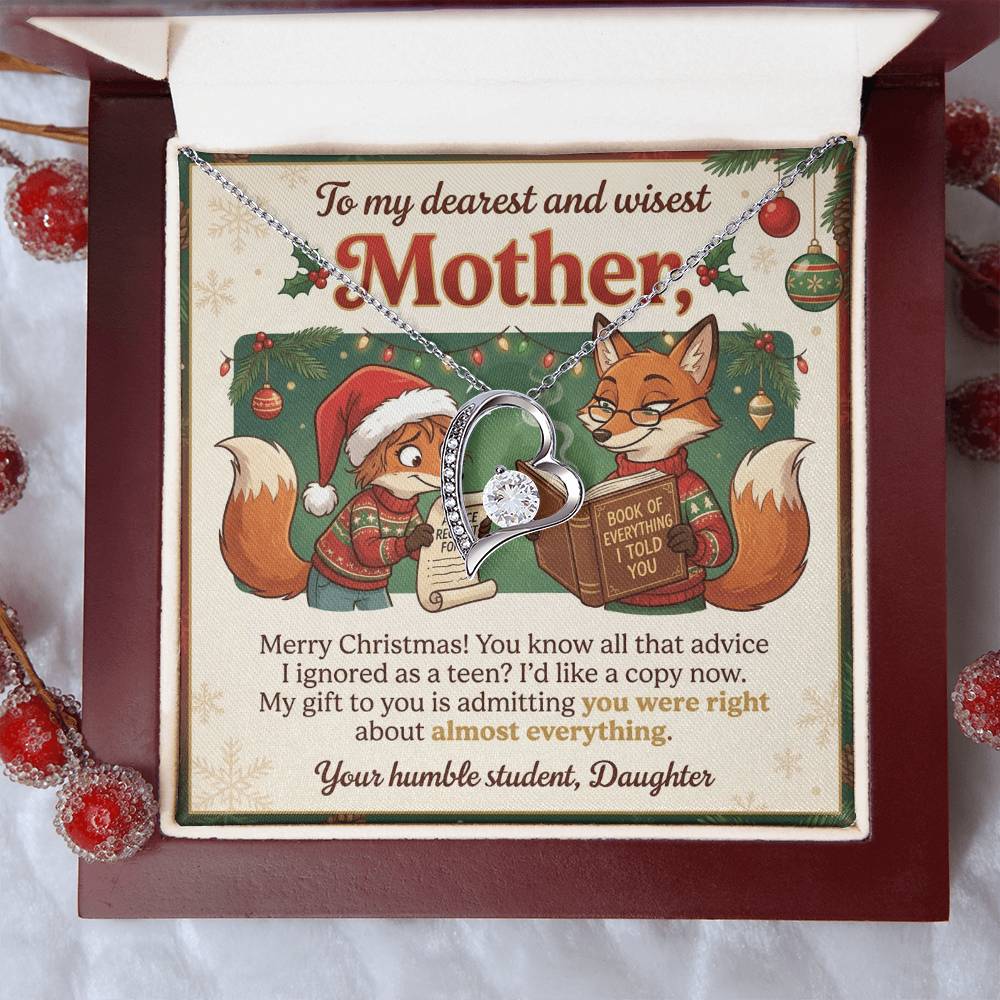 To My Mother Necklace From Daughter, Funny Christmas Gift, Holiday Present for Mom, Gift for Mother, Love Knot Necklace-LKN36053