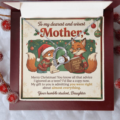 To My Mother Necklace From Daughter, Funny Christmas Gift, Holiday Present for Mom, Gift for Mother, Love Knot Necklace-LKN36053