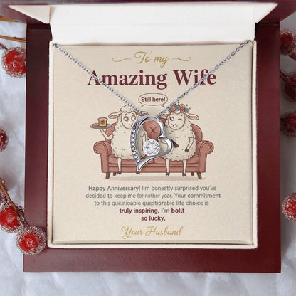 To My Wife Necklace From Husband, Funny Anniversary Gift For Her, Wife Birthday Gift - Love Knot Necklace-LKN50846