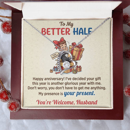 To My Wife Necklace From Husband, Funny Anniversary Gift For Her, Romantic Gift Idea - Love Knot Necklace-LKN52396
