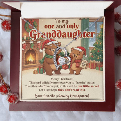 To My Granddaughter Necklace From Grandparent, Favorite Granddaughter Christmas Gift, Holiday Present for Her - Love Knot Necklace-LKN97259