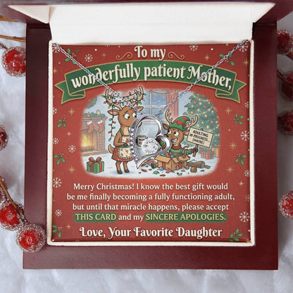 To My Mother Necklace From Daughter, Funny Christmas Gift for Mom, Adulting In Progress - Love Knot Necklace-LKN99492