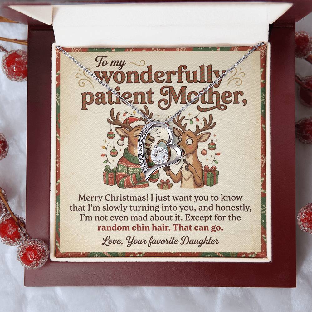 To My Mother Necklace From Daughter, Funny Christmas Gift For Mom, Holiday Gift, Turning Into You Quote, Love Knot Necklace-LKN60637