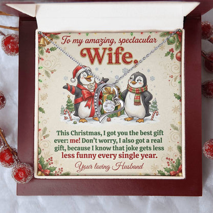 To My Wife Necklace From Husband, Funny Christmas Gift, Romantic Xmas Present for Her, Anniversary Gift, Love Knot Necklace-LKN18529