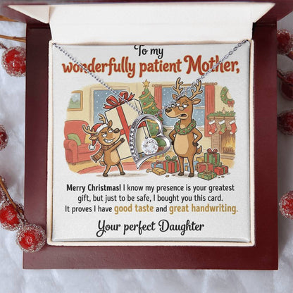 To My Mother Necklace From Daughter, Funny Christmas Gift For Mom, Holiday Present From Daughter, Love Knot Necklace-LKN96499