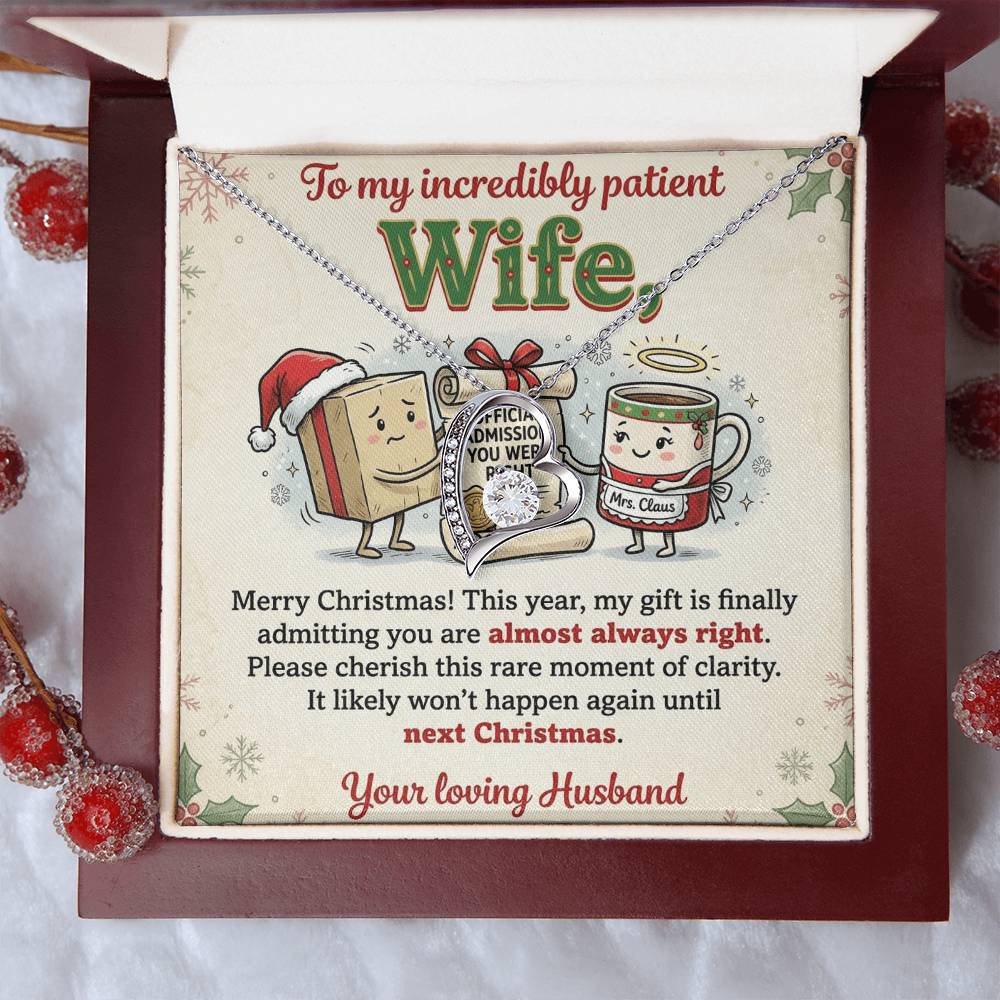 To My Wife Necklace From Husband, Funny Christmas Gift, Admitting You're Right Jewelry, Holiday Gift for Her - Love Knot Necklace-LKN27898