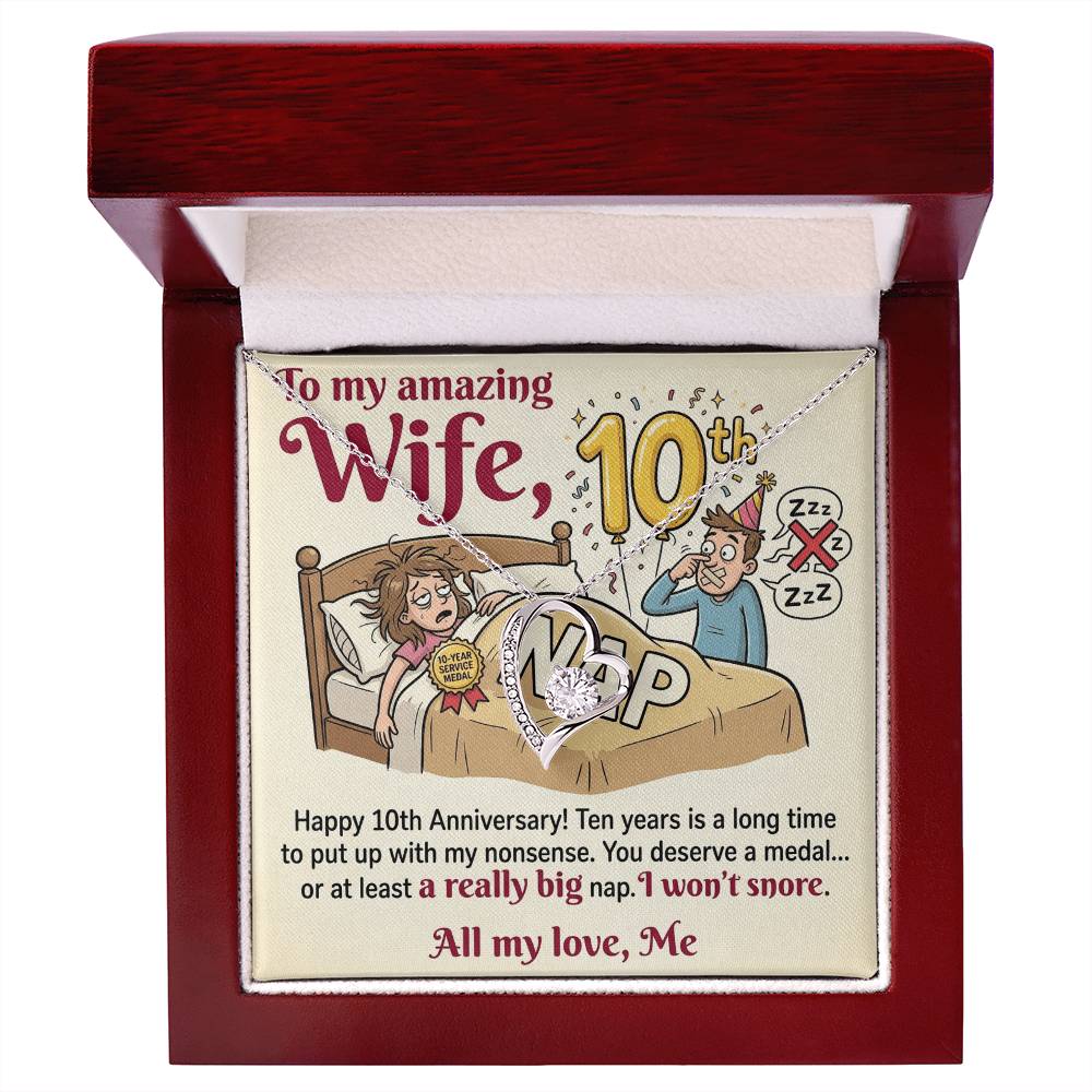 To My Wife Necklace From Husband, Funny 10th Anniversary Gift For Wife - Love Knot Necklace-LKN27220