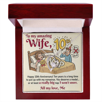 To My Wife Necklace From Husband, Funny 10th Anniversary Gift For Wife - Love Knot Necklace-LKN27220