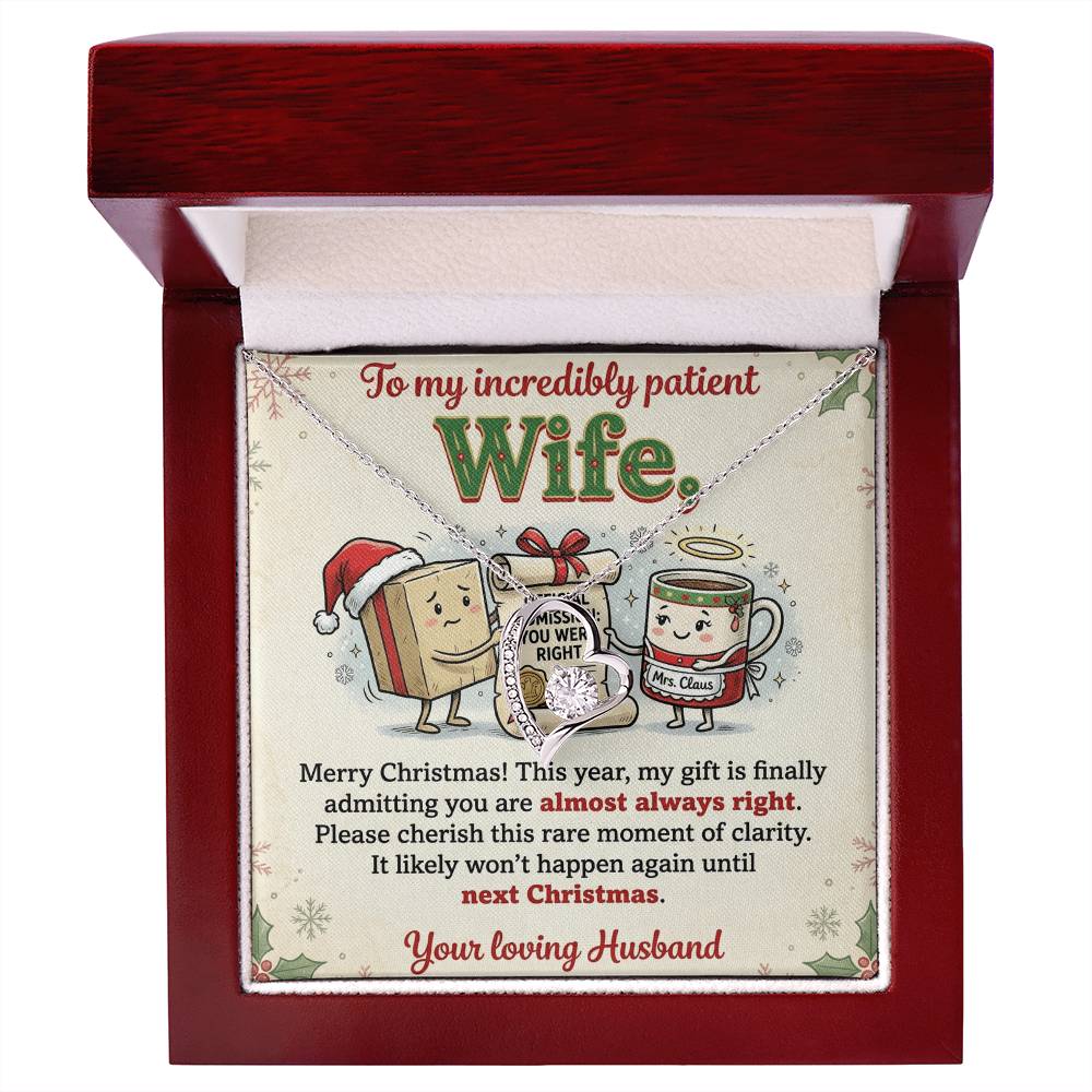 To My Wife Necklace From Husband, Funny Christmas Gift, Admitting You're Right Jewelry, Holiday Gift for Her - Love Knot Necklace-LKN27898