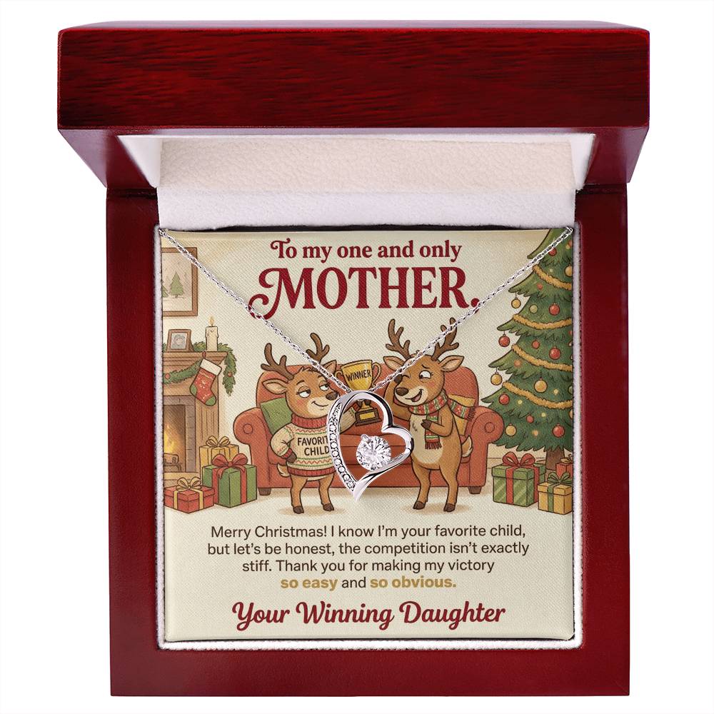 To My Mother Necklace From Daughter, Funny Favorite Child Christmas Gift, Xmas Present for Mom - Love Knot Necklace-LKN75523