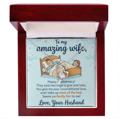To My Wife Necklace From Your Husband, Funny Anniversary Gift for Her, Marriage Present - Love Knot Necklace-LKN15124