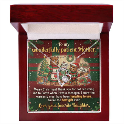 To My Mother Necklace From Daughter, Funny Christmas Gift For Mom, Birthday Gift, You're The Best Gift Ever, Love Knot Necklace-LKN10030