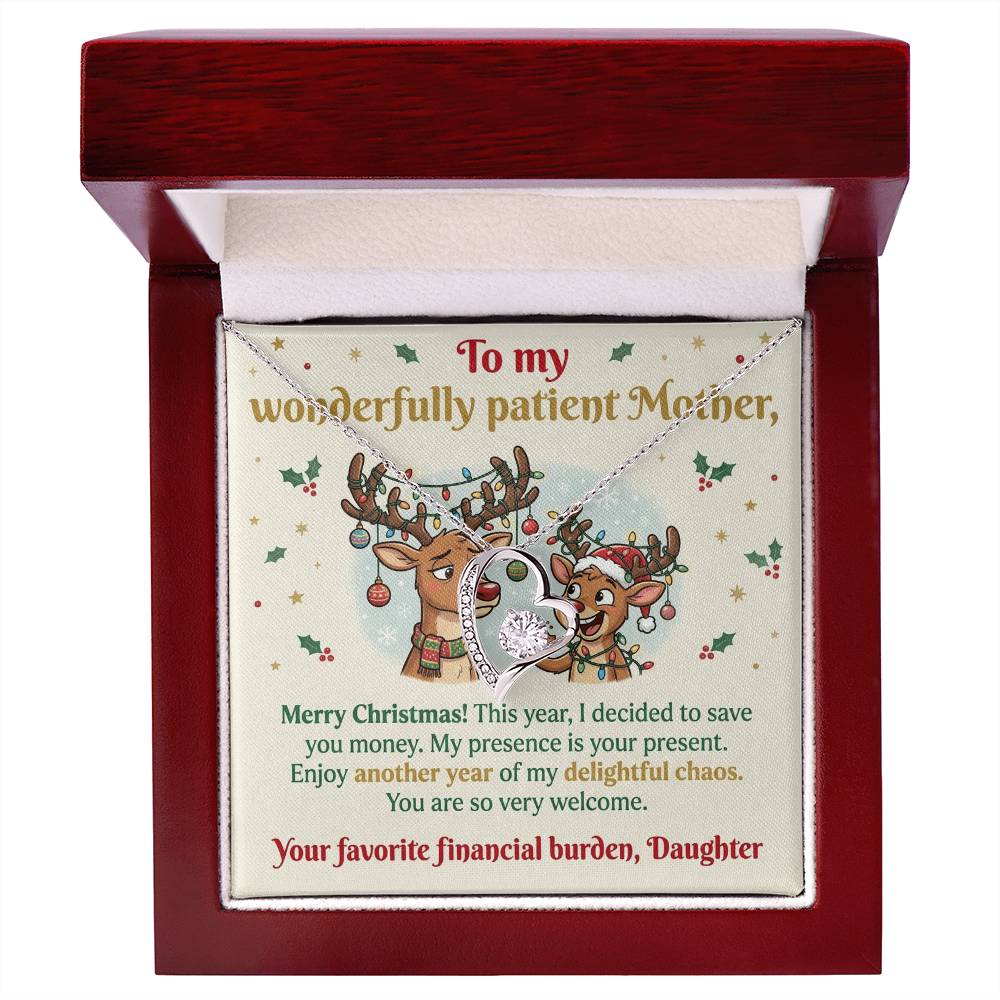 To My Mother Necklace From Daughter, Funny Christmas Gift for Mom, Sarcastic Holiday Present - Love Knot Necklace-LKN29926