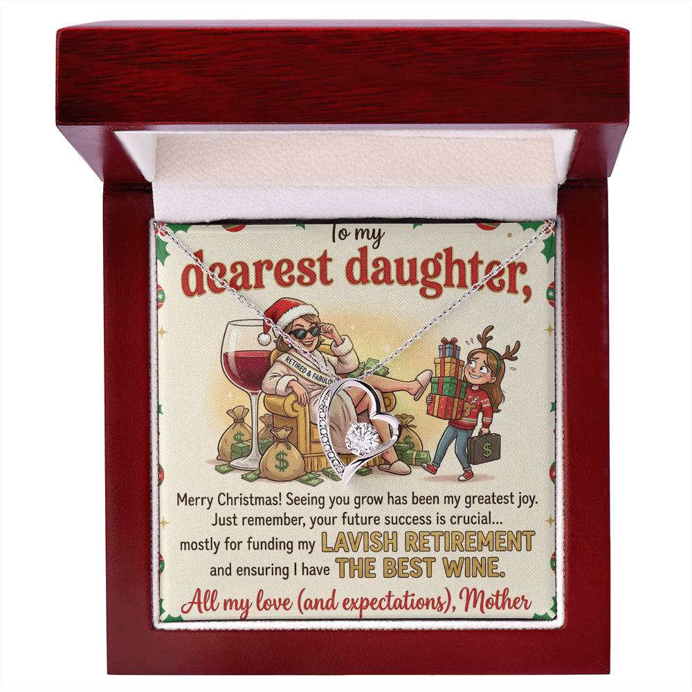 To My Dearest Daughter Necklace From Mother, Funny Christmas Gift, Humorous Xmas Present for Her, Future Success Gift, Love Knot Necklace-LKN56173