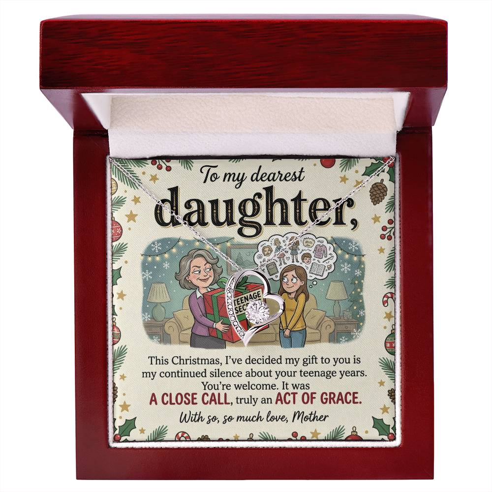 To My Daughter Necklace From Mother, Funny Christmas Gift for Daughter, Sentimental Teenage Years Present, Love Knot Necklace-LKN81682