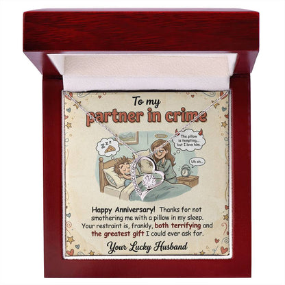 To My Partner In Crime Necklace From Husband, Funny Anniversary Gift For Wife, Love Knot Necklace-LKN96079