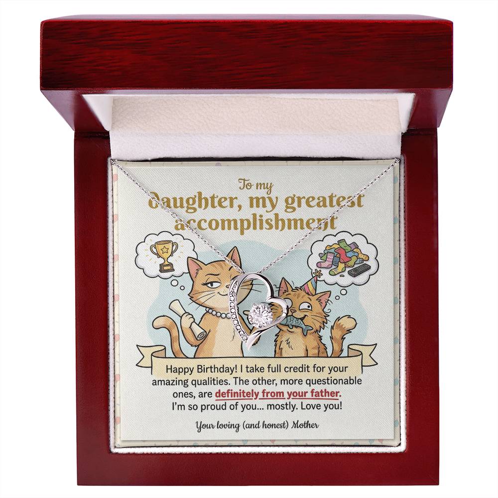 To My Daughter Necklace From Mother, Happy Birthday Gift, Gift For Daughter From Mom, Mother Daughter Present, Love Knot Necklace-LKN54153