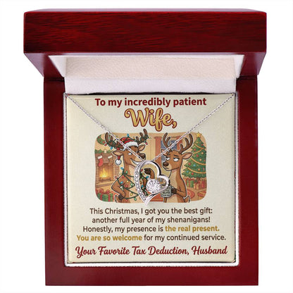 To My Wife Necklace From Husband, Funny Christmas Gift, Holiday Present for Her - Love Knot Necklace-LKN64416