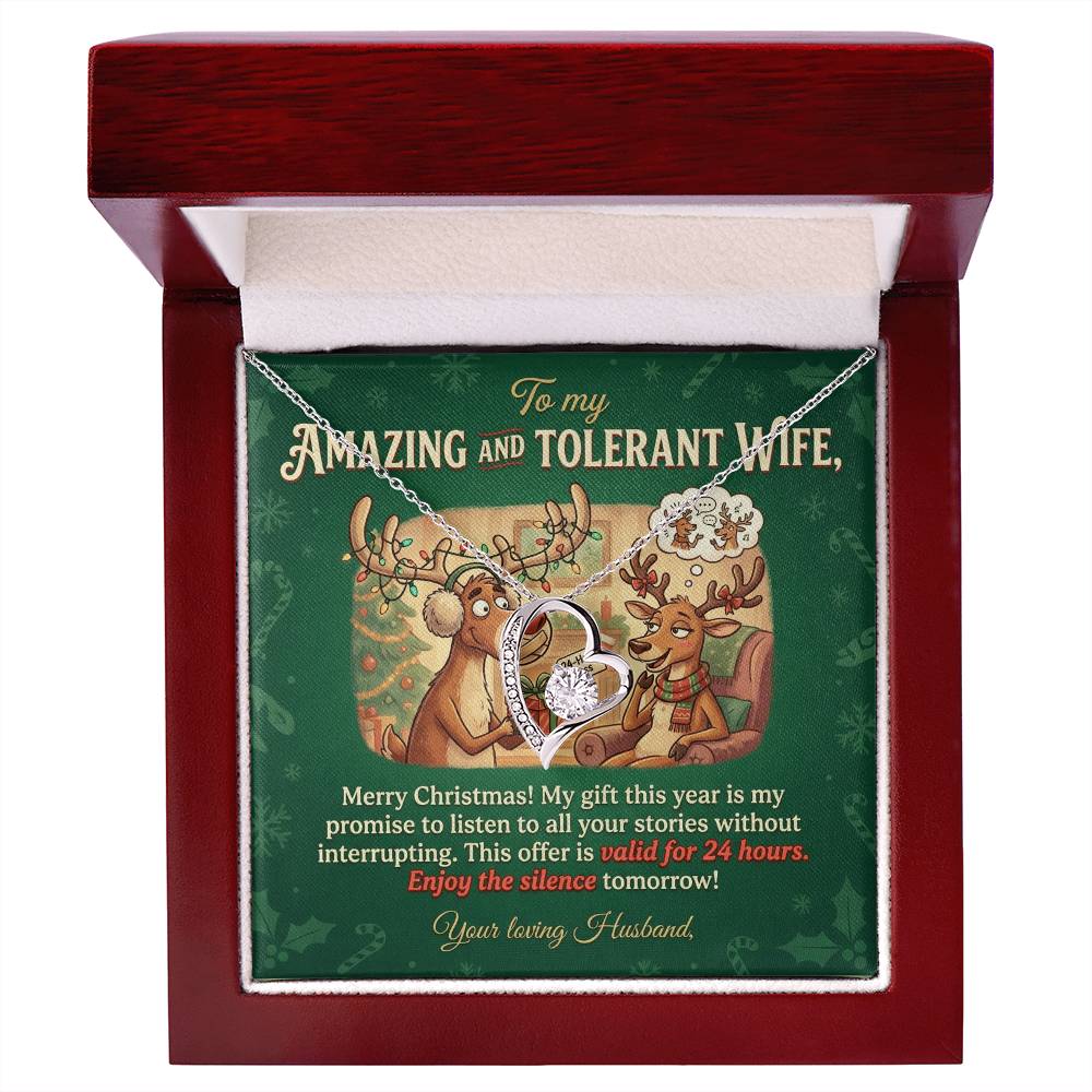 To My Wife Necklace From Husband, Funny Christmas Gift, Holiday Present for Her, Amazing Wife Gift - Love Knot Necklace-LKN39938