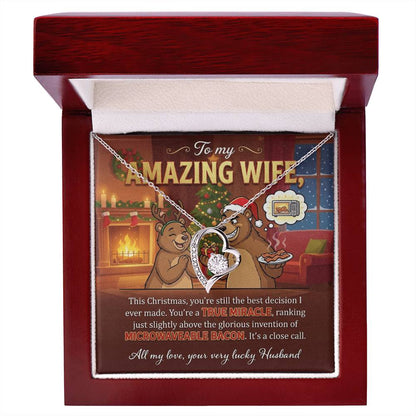 To My Wife Necklace From Husband, Funny Christmas Gift for Her, Holiday Gift, Love Knot Necklace-LKN25037