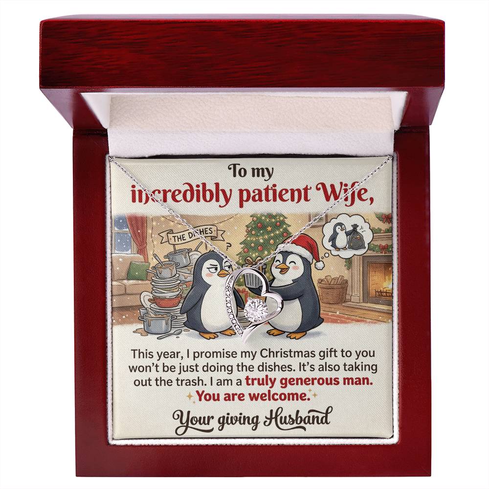 To My Wife Necklace From Husband, Funny Christmas Gift for Incredibly Patient Wife, Love Knot Necklace-LKN13588