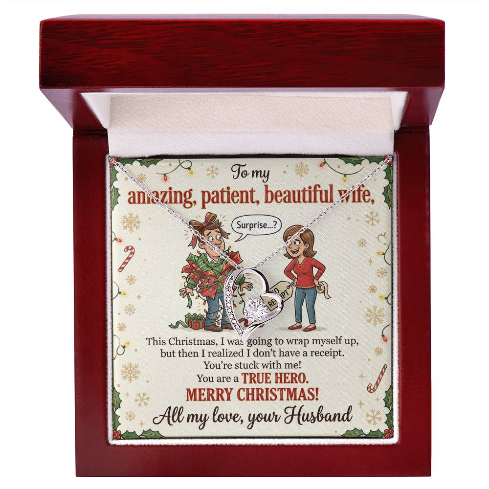 To My Wife Necklace From Husband, Funny Christmas Gift for Her, You're A True Hero, Merry Christmas Gift - Love Knot Necklace-LKN90217