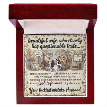 To My Wife Necklace From Husband, Funny Anniversary Gift For Her, Love Knot Necklace-LKN88044