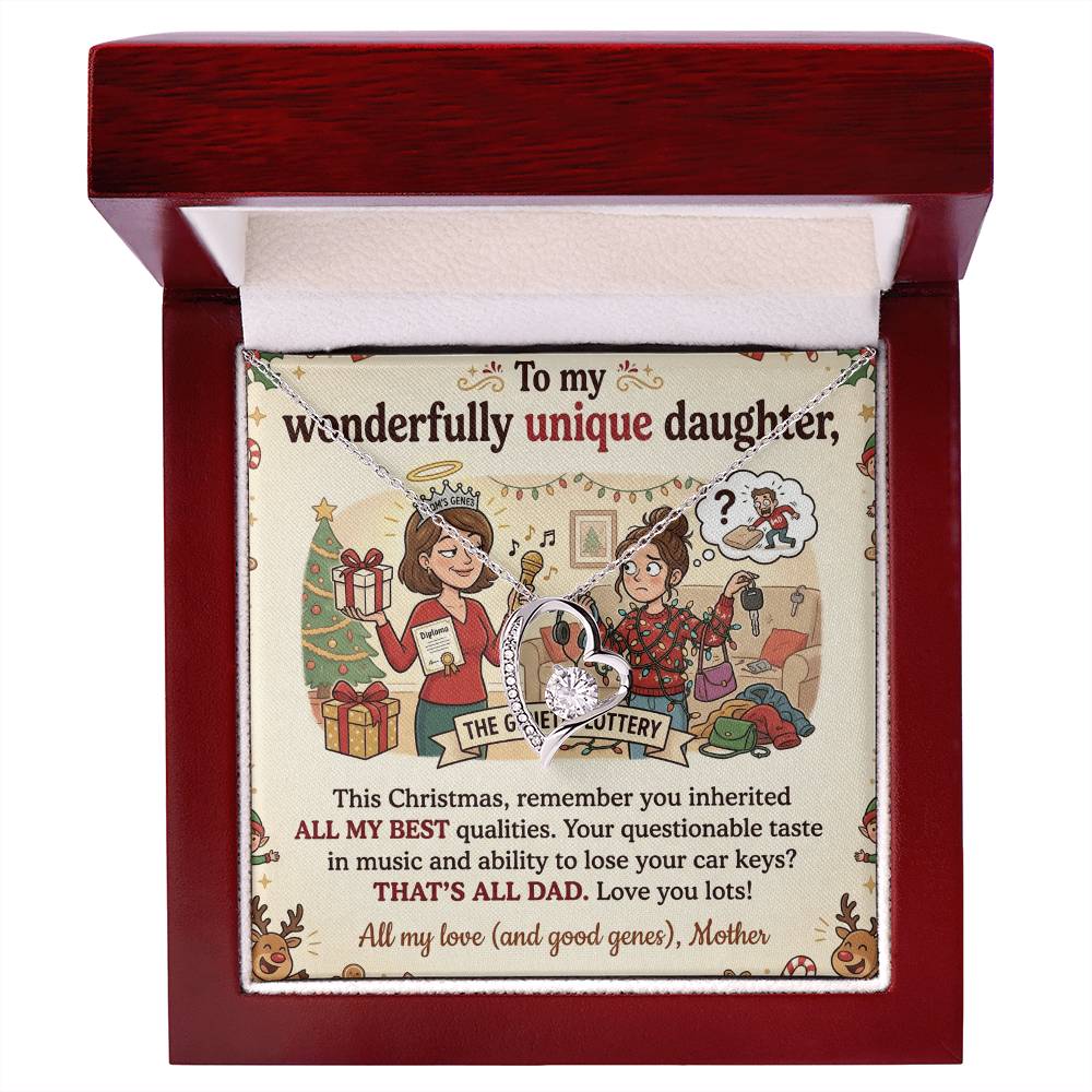 To My Daughter Necklace From Mother, Funny Christmas Gift For Daughter From Mom, Unique Birthday Gift - Love Knot Necklace-LKN19665