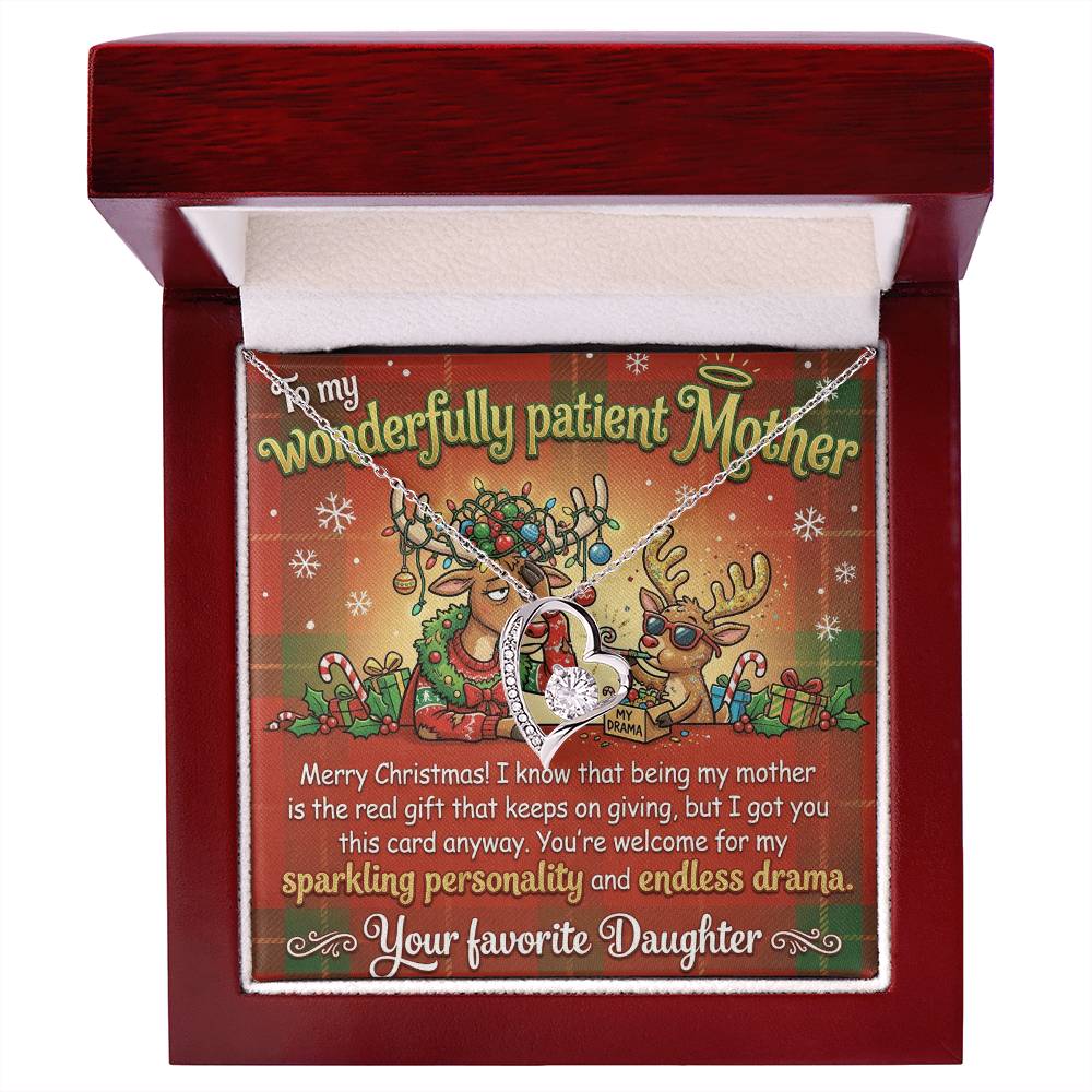 To My Mother Necklace From Daughter, Funny Christmas Gift for Mom, Holiday Jewelry Gift, Endless Drama - Love Knot Necklace-LKN21923