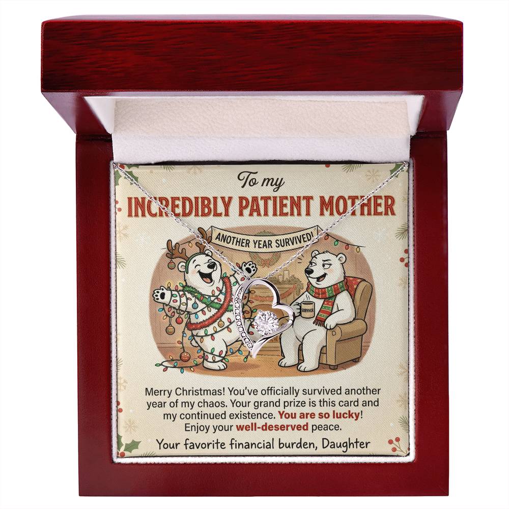 To My Mother Necklace From Daughter, Funny Christmas Gift, Holiday Gift for Mom - Love Knot Necklace-LKN78360