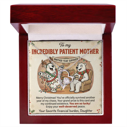 To My Mother Necklace From Daughter, Funny Christmas Gift, Holiday Gift for Mom - Love Knot Necklace-LKN78360