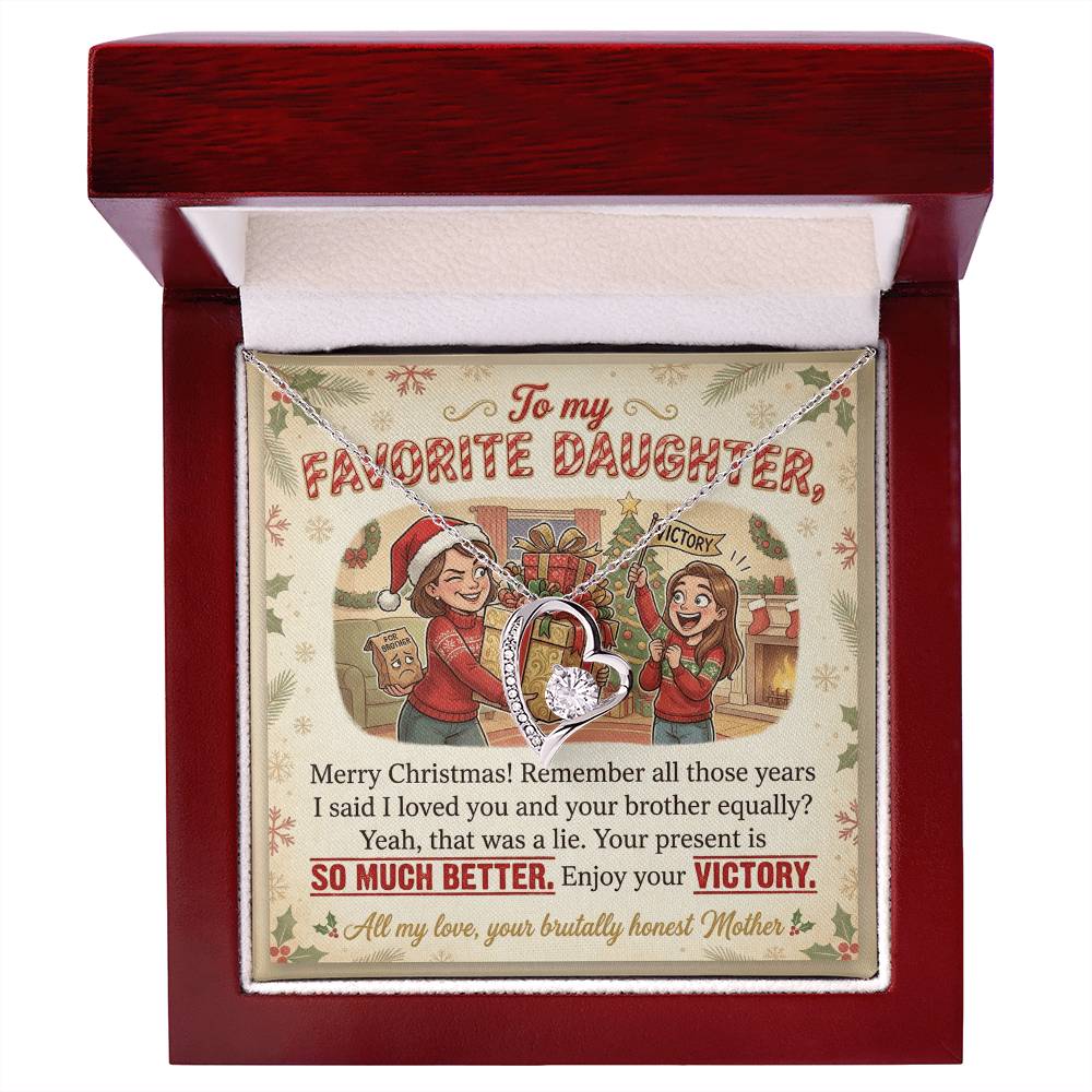 To My Daughter Necklace From Mother, Funny Christmas Gift For Favorite Daughter, Sibling Rivalry Gift - Love Knot Necklace-LKN41004