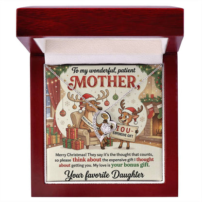 To My Mother Necklace From Daughter, Funny Christmas Gift For Mom, Birthday Present, Mother Daughter Gift, Love Knot Necklace-LKN13045