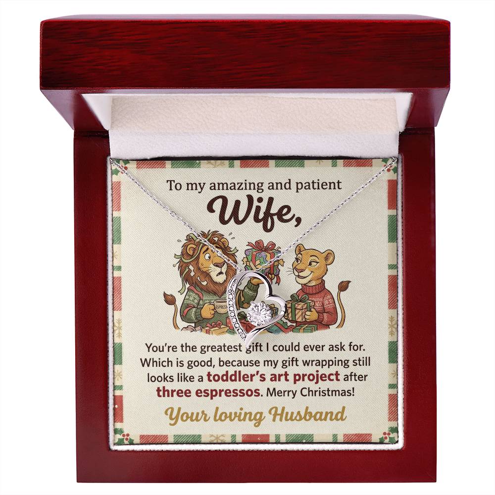 To My Wife Necklace From Husband, Funny Christmas Gift for Wife, Xmas Present, Love Knot Necklace-LKN48894