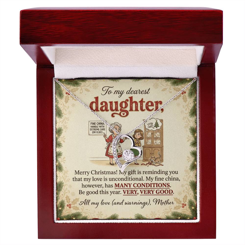 To My Daughter Necklace From Mother, Funny Christmas Gift for Daughter, Mother Daughter Holiday Gift - Love Knot Necklace-LKN91830