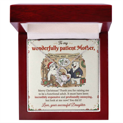 To My Mother Necklace From Daughter, Funny Christmas Gift for Mom, Birthday Gift, Holiday Jewelry Gift for Mother, Love Knot Necklace-LKN39897