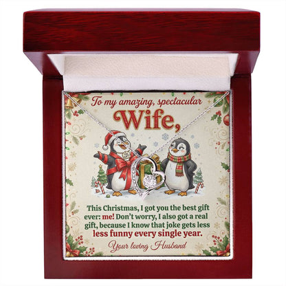 To My Wife Necklace From Husband, Funny Christmas Gift, Romantic Xmas Present for Her, Anniversary Gift, Love Knot Necklace-LKN18529