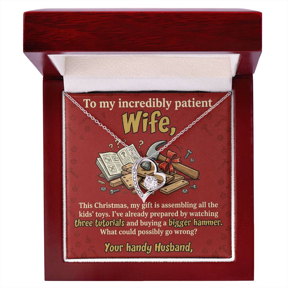 To My Wife Necklace From Husband, Funny Christmas Gift for Wife, Holiday Gift Idea for Her, Husband to Wife Gift - Love Knot Necklace-LKN23522