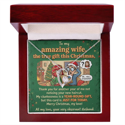 To My Wife Necklace From Husband, Funny Christmas Gift, The True Gift This Christmas, Humorous Wife Gift, Love Knot Necklace-LKN79300