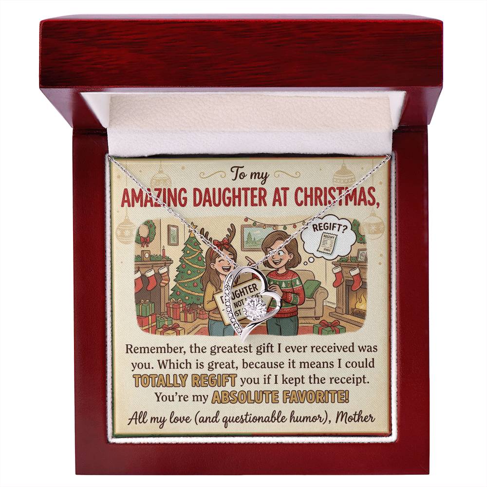 To My Daughter Necklace From Mother, Funny Christmas Gift, Favorite Daughter Gift Idea - Love Knot Necklace-LKN81928