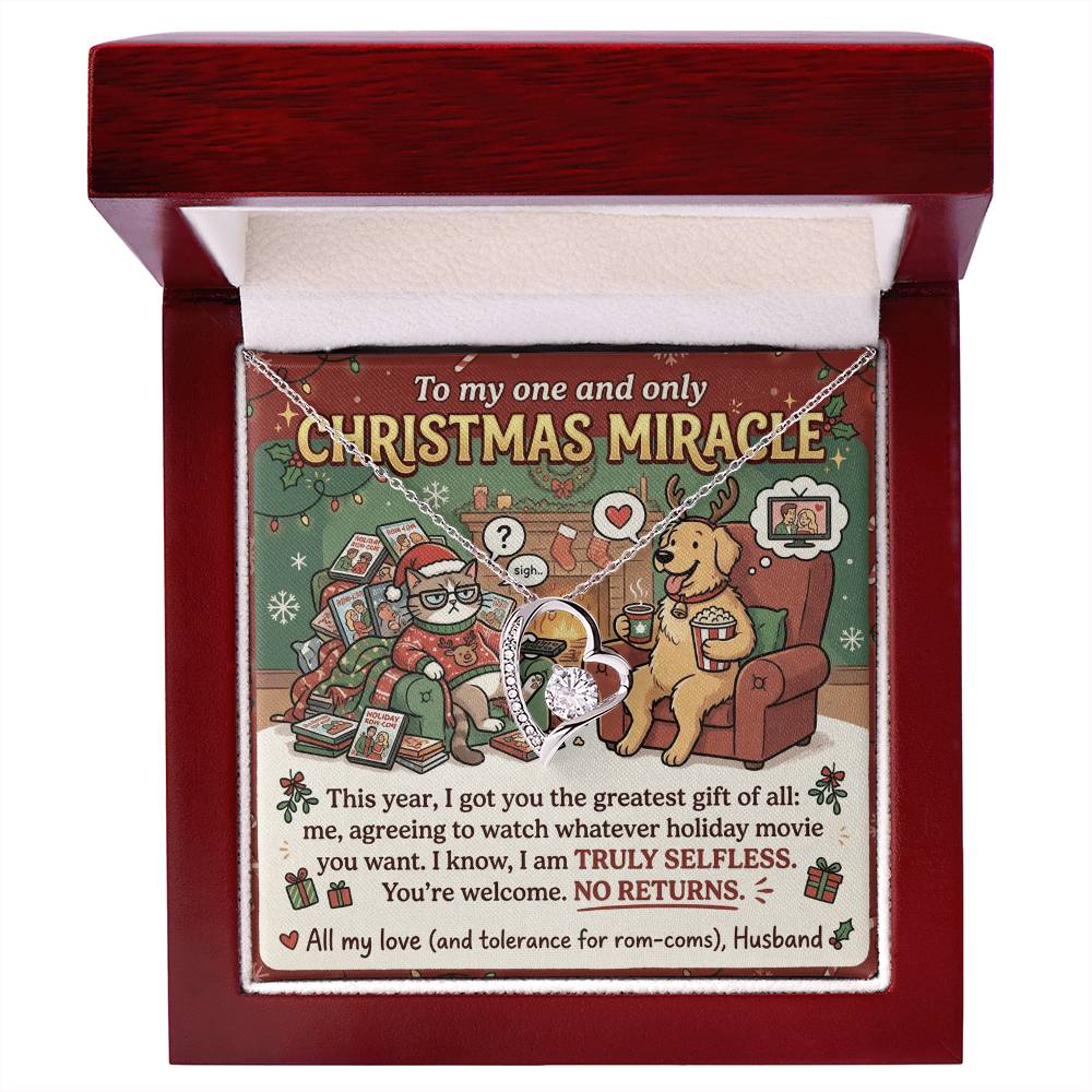 To My Christmas Miracle Necklace From Husband, Funny Christmas Gift for Wife, Romantic Holiday Jewelry, Love Knot Necklace-LKN65381