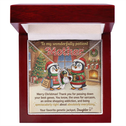 To My Mother Necklace From Daughter, Funny Merry Christmas Gift, Mom Christmas Present, Sarcastic Genes Gift - Love Knot Necklace-LKN81219