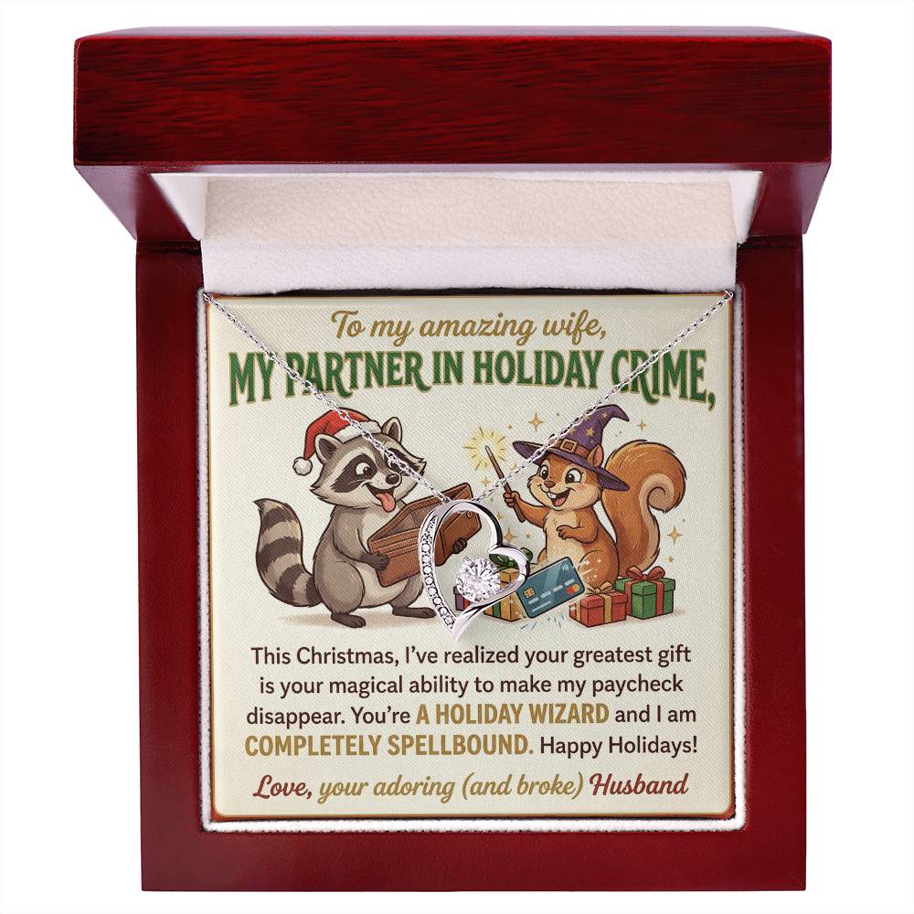 To My Wife Necklace From Husband, Funny Christmas Gift, Partner In Holiday Crime, Love Knot Necklace-LKN99813