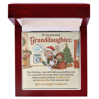 To My Granddaughter Necklace From Grandparent, Funny Christmas Gift, Xmas Present for Granddaughter, Holiday Gift Idea - Love Knot Necklace-LKN60839