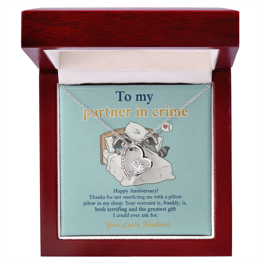 To My Partner in Crime Necklace From Husband - Funny Anniversary Gift for Wife, Love Knot Necklace-LKN48141