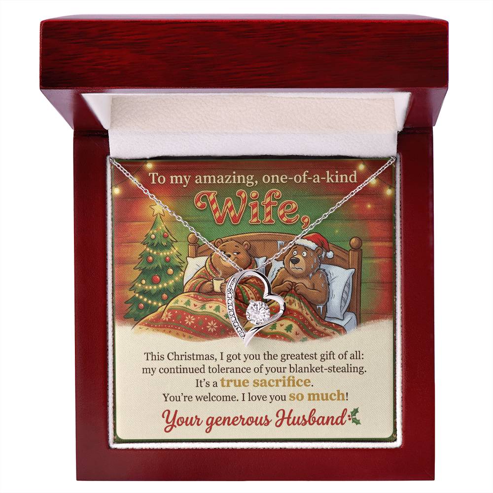 To My Wife Necklace From Husband, Funny Christmas Gift for Her, Holiday Present - Love Knot Necklace-LKN97291